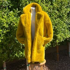Apparis Mustard Yellow Eloise Faux Fur Coat New With Tags Size XL